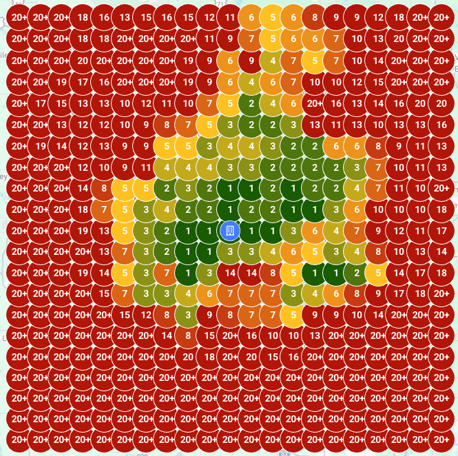 Range Water Google Maps ranking grid - Profile 2 showing strong local rankings in central service area